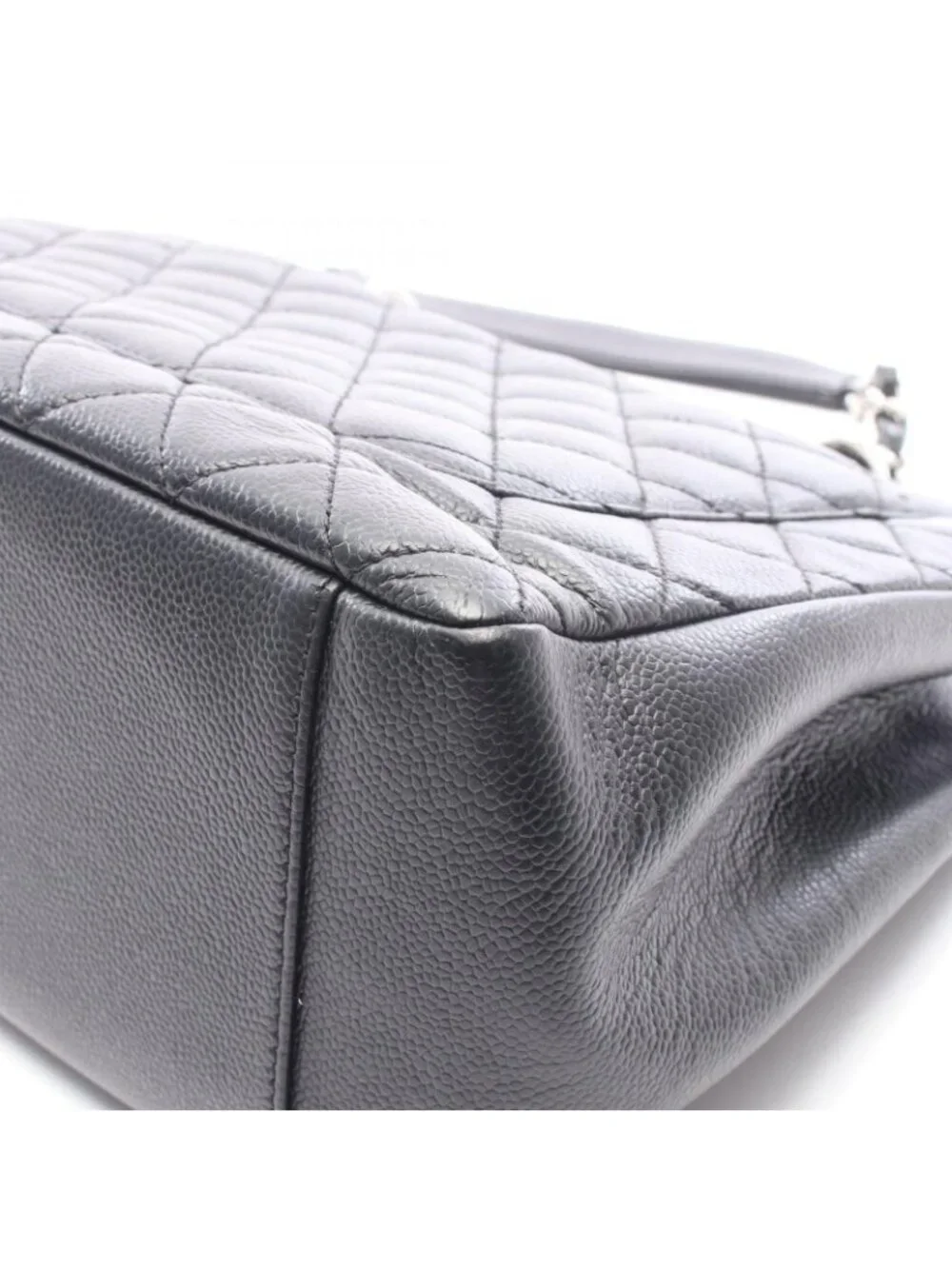 Chanel Tote Bag Quilted Grand Shopping GST Black Caviar Leather Chain